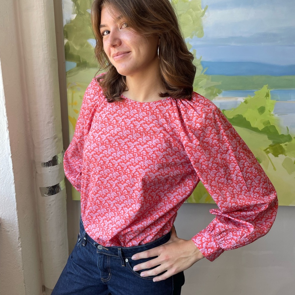 Liberty fabric puffed-sleeve blouse